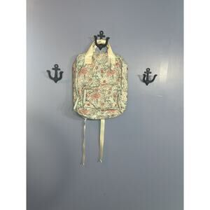 Mint Floral Print No Boundaries Square Backpack Front Zip Pocket Bag NEW